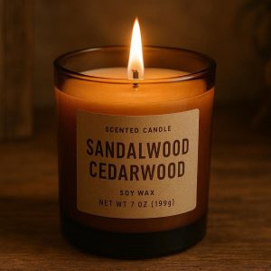 Sandalwood Cedarwood Scented Candle for Warm and Earthy Home Ambiance